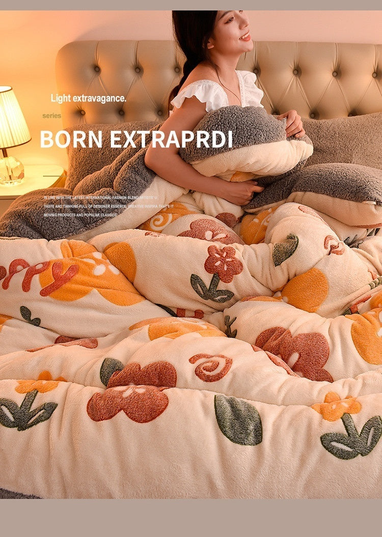 Manta de lana de cordero – Edredón de invierno de terciopelo de doble cara engrosado Cálido para cama y dormitorio