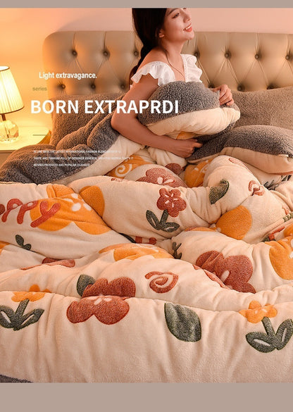 Manta de lana de cordero – Edredón de invierno de terciopelo de doble cara engrosado Cálido para cama y dormitorio