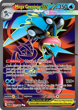 Mega Greninja ex #100/086 Alzamiento del Caos Casi Nuevo