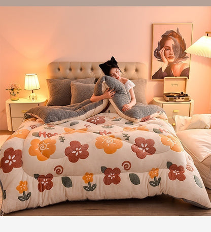 Manta de lana de cordero – Edredón de invierno de terciopelo de doble cara engrosado Cálido para cama y dormitorio