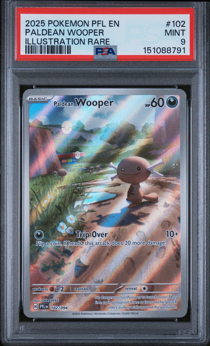 Paldean Wooper #102/094 Phantasmal Flames 2025 PSA 9