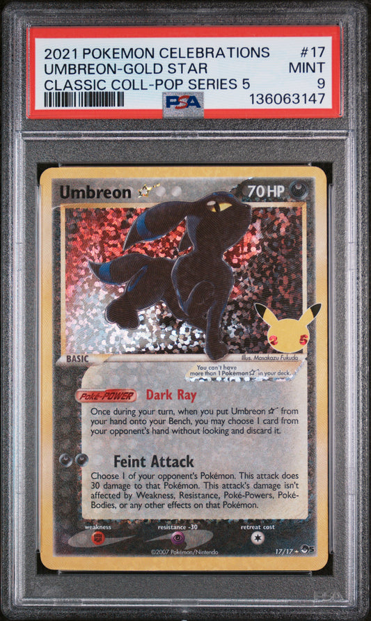 Umbreon Estrella #17/17 Celebraciones 2021 PSA 9